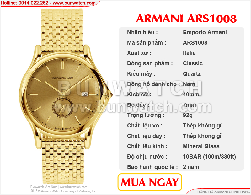 bunwatch.com|đồng hồ armani ars1008