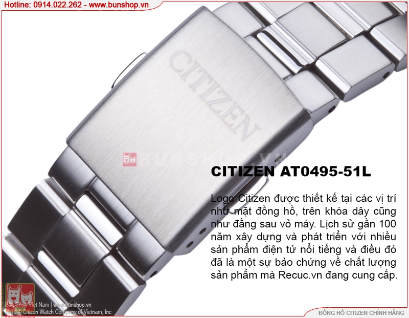 www.bunshop.vn| Đồng hồ Citizen năng lượng ánh sáng AT0495-51L dành cho nam