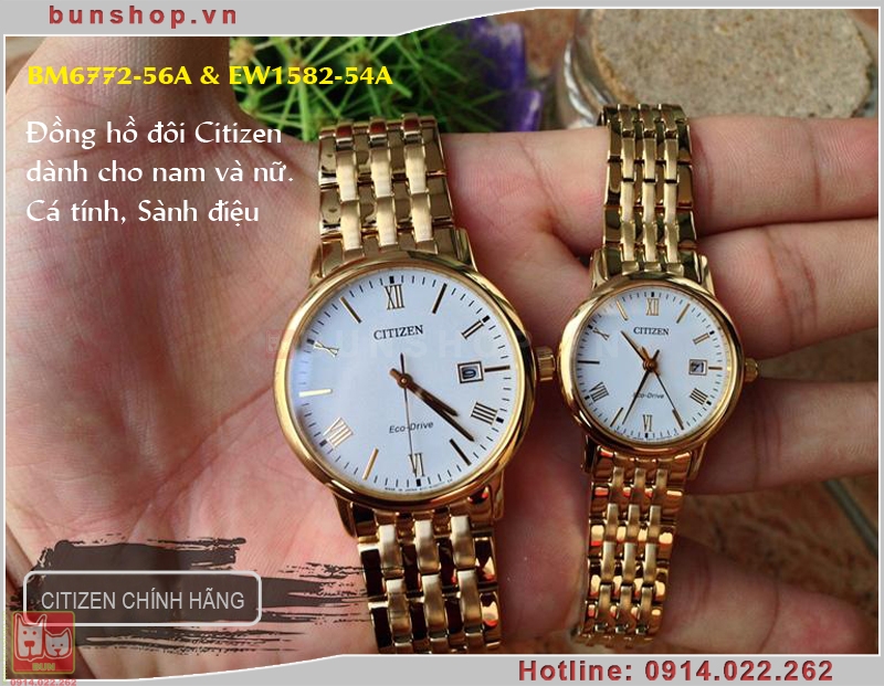 bunshop.vn|đồng hồ đôi citizen citizen bm6772-56a-ew1582-54a
