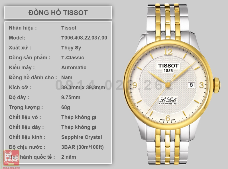 bunshop.vn|đồng hồ tissot automatic t006.408.22.037.00 dành cho nam