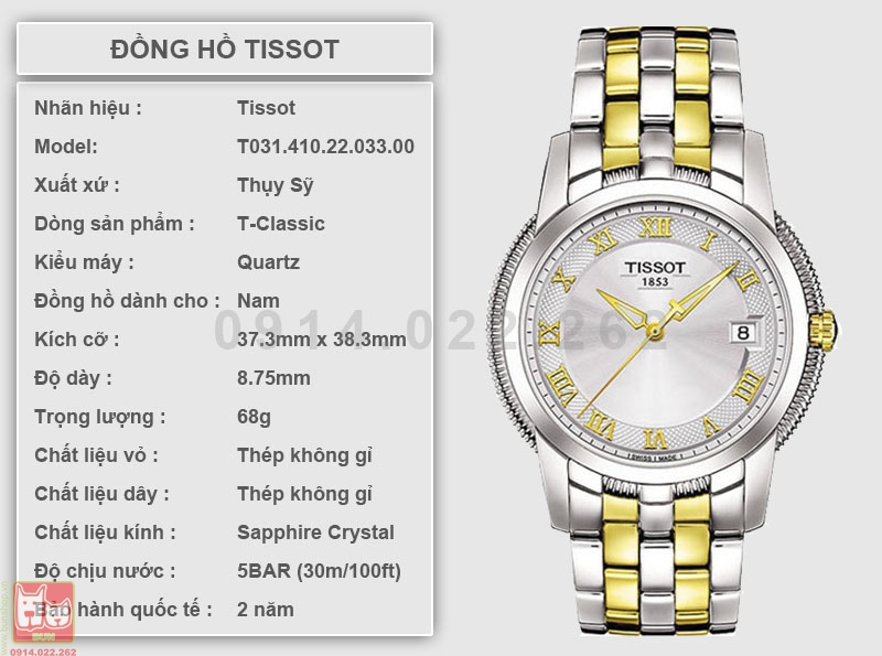 bunshop.vn|đồng hồ tissot t031.410.22.033.00