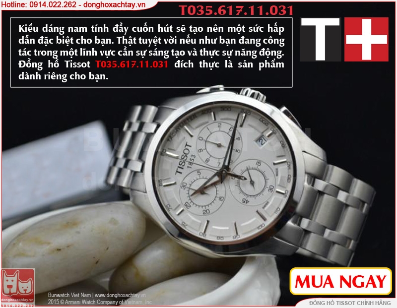 donghoxachtay.vn|đồng hồ chính hãng tissot t035.617.11.031.00