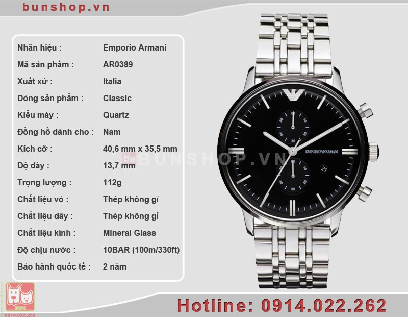 bunshop.vn|đồng hồ armani ar0389 giá rẻ