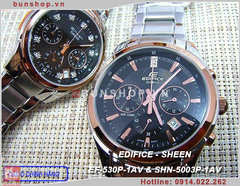 bunshop.vn|đồng hồ đôi casio ef-530p-1av-shn-5003p-1av
