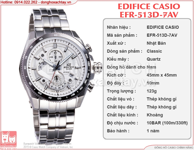 donghoxachtay.vn|đồng hồ casio chính hãng efr-513d-7av