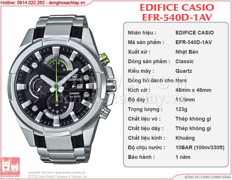 donghoxachtay.vn|đồng hồ casio chính hãng efr-540d-1av