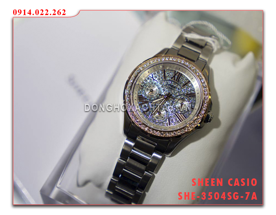 đồng hồ casio nữ she-3504sg-7av