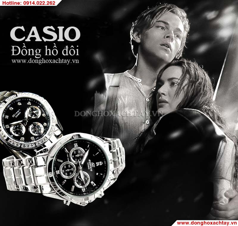 Đồng hồ đôi Casio EF-544D-1AV SHN-3013D-1AV giá rẻ