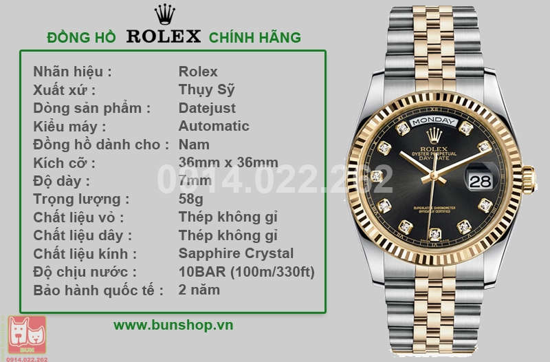 bunshop.vn|đồng hồ rolex datejust r016 automatic