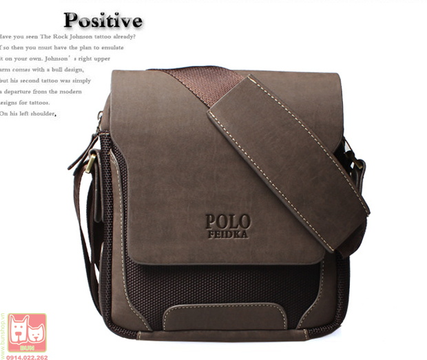 www.bunshop.vn| Túi Da Cao Cấp Polo Phối Vải Oxford Dành Cho Nam Trước