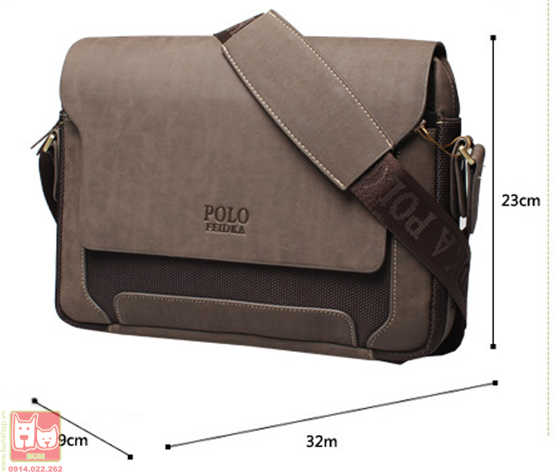 www.bunshop.vn| Túi Da Cao Cấp Polo Phối Vải Oxford Dành Cho Nam Đẹp