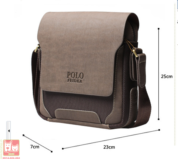 www.bunshop.vn| Túi Da Cao Cấp Polo Phối Vải Oxford Dành Cho Nam Sành Điệu